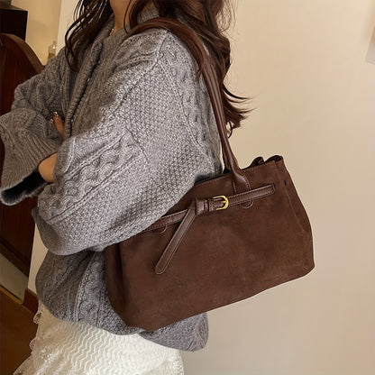 Structured Shoulder Bag for Women Velvet Large Capacity Shoulder Strap for Work Travel Everyday