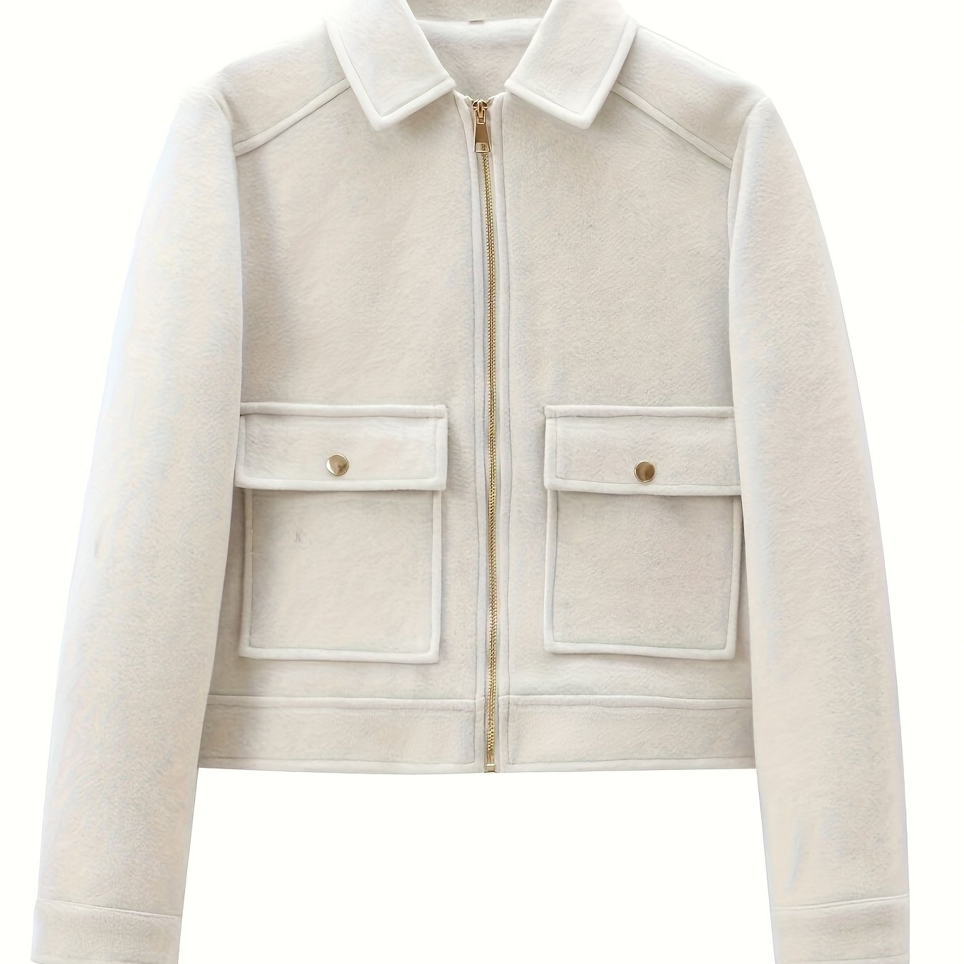 Short Coat for Women Zip Front Jacket with Pockets for Autumn Winter Everyday