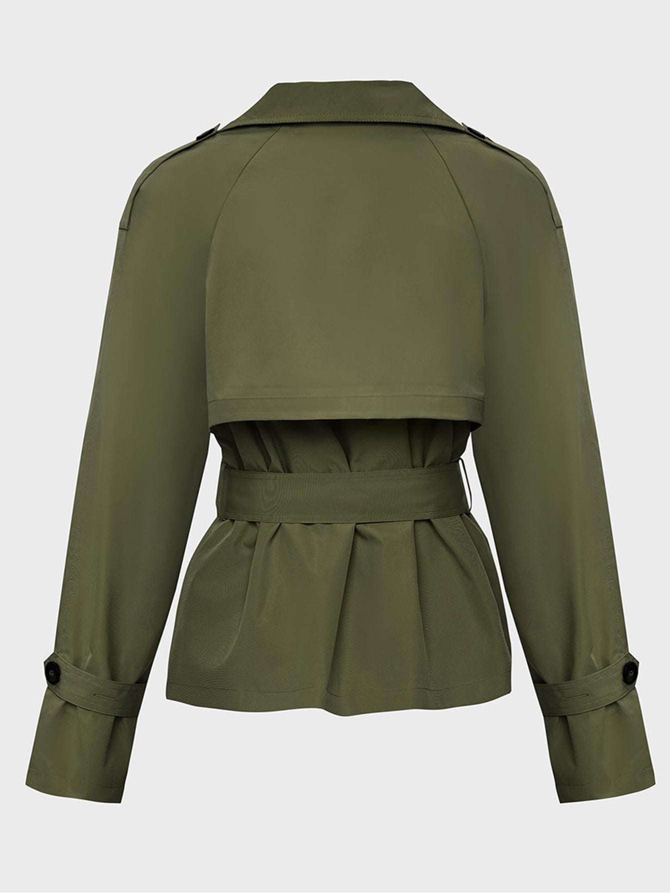 Trench Coat for Women Notch Lapel Double Breasted Belted Coat for Office Travel