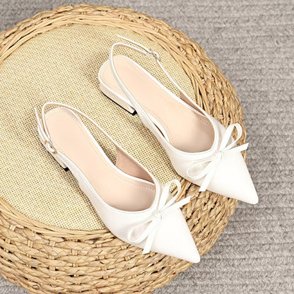 High Heel Sandals / Mid-Heel Red Closed-Toe Sandals / Fairy Shoes / New Style Bow Pointed-Toe Flat Shoes / Women Shoes