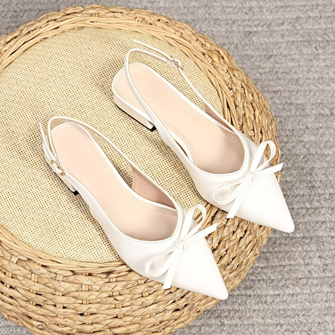 High Heel Sandals / Mid-Heel Red Closed-Toe Sandals / Fairy Shoes / New Style Bow Pointed-Toe Flat Shoes / Women Shoes