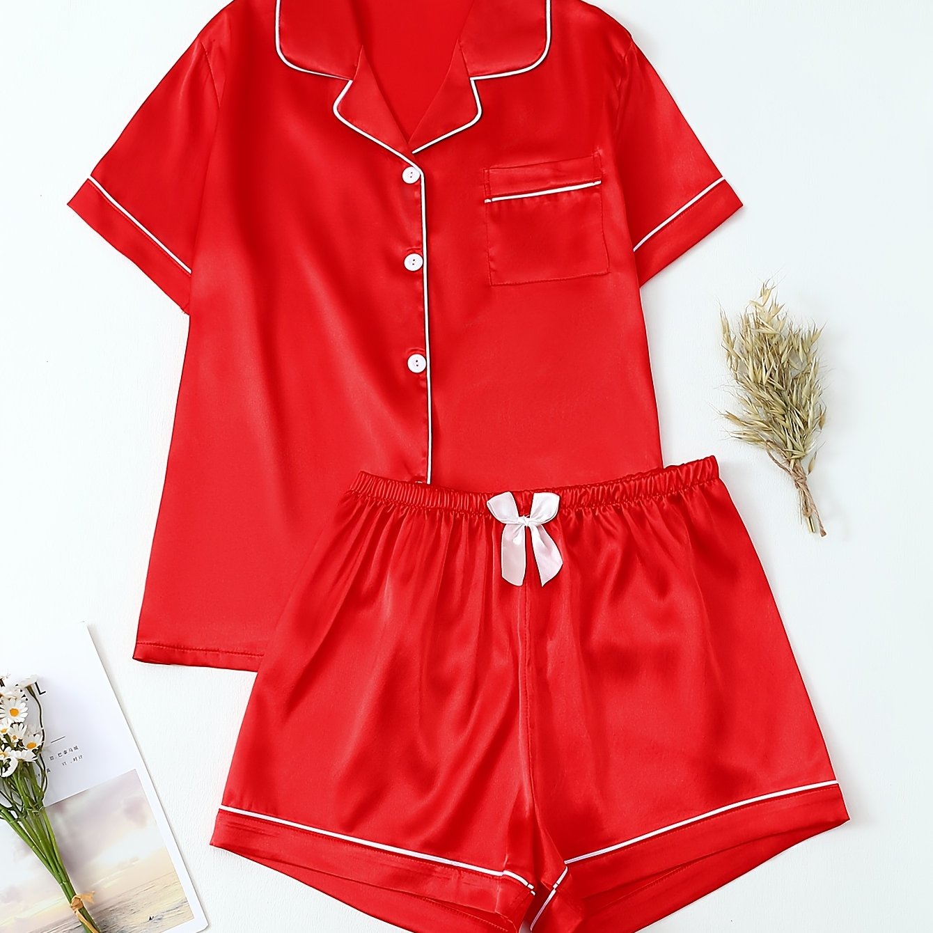 Satin Shirt & Shorts Set by Maisonvirelle
