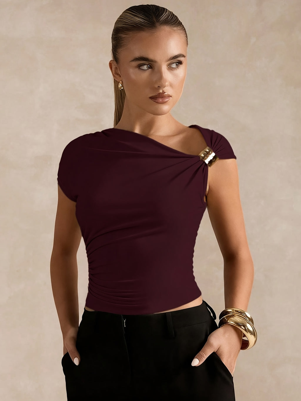 Asymmetric Off-Shoulder Top by Maisonvirelle