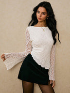 Asymmetric Mesh Lace Top by Maisonvirelle
