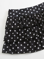 Women's Tankini Swimsuit Set with V-Neck Halter Neck Design, Polka Dot Print, Swim Briefs Paired with Mesh Skirt Hem