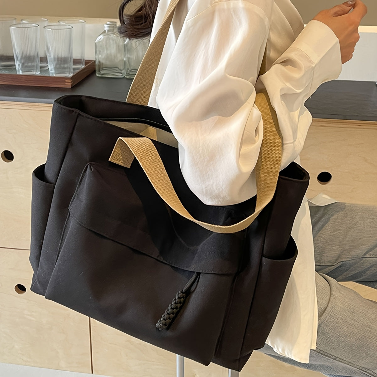 Tote Bag for Women Large Capacity Lightweight Shoulder Bag with Zip for Work Travel