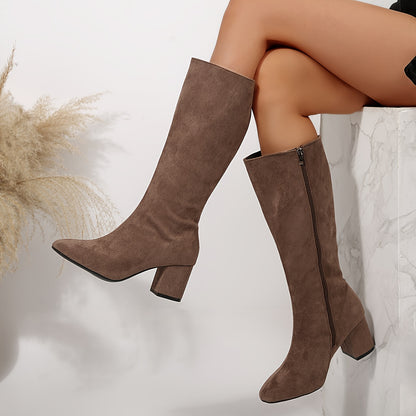 Knee High Boots for Women Wide Fit Chunky Heel Tall Boots for Autumn Winter Outfits