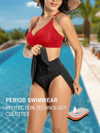 Women's High Cut Period Skort, Built-in 4-layer Period Protective Inner Brief, Ideal for Water