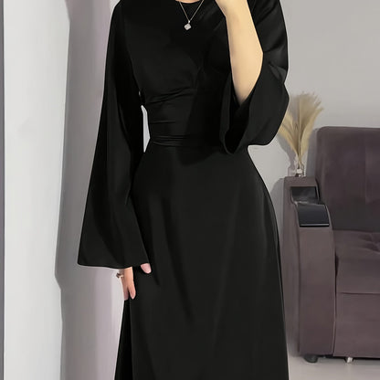Women'S Elegant Temperament Long Back-Tie Long Sleeve Dress