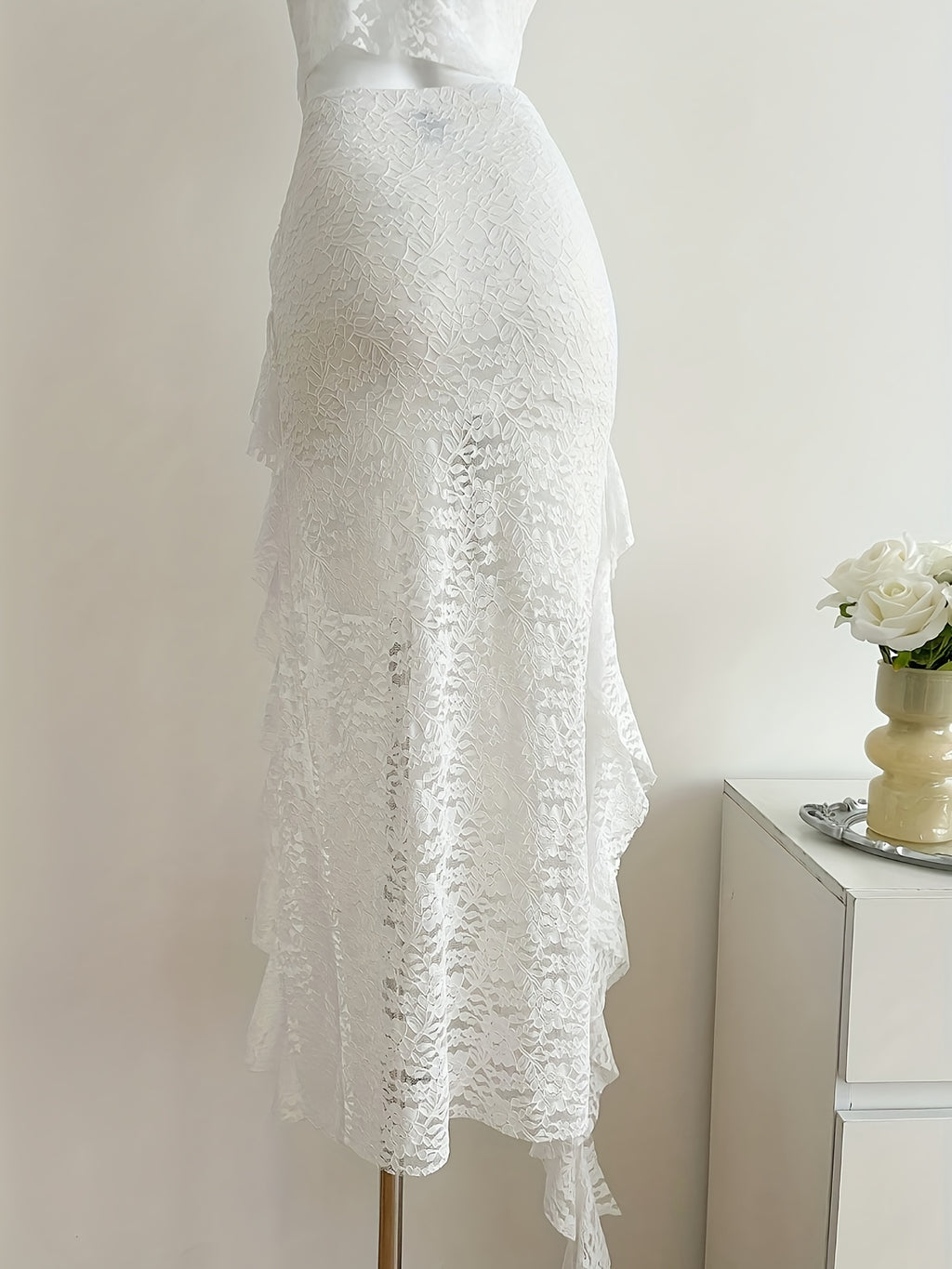 Ruffle Lace Mini Skirt by Maisonvirelle