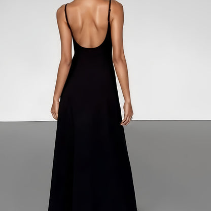 Black Maxi Dress for Women Spaghetti Strap Backless Slim Fit Dress for Party Evening