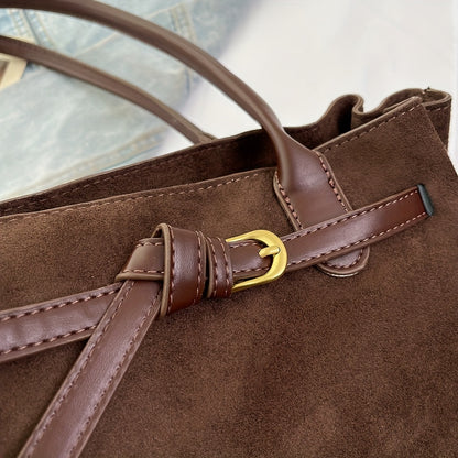 Shoulder Bag for Women Faux Suede Large Handbag for Work Daywear Autumn Winter