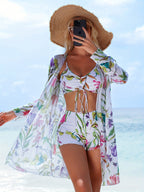 Women's Bikini Three-Piece Swimsuit with Boxer Shorts, New Split Cover-Up, Bowknot Fashion Beachwear