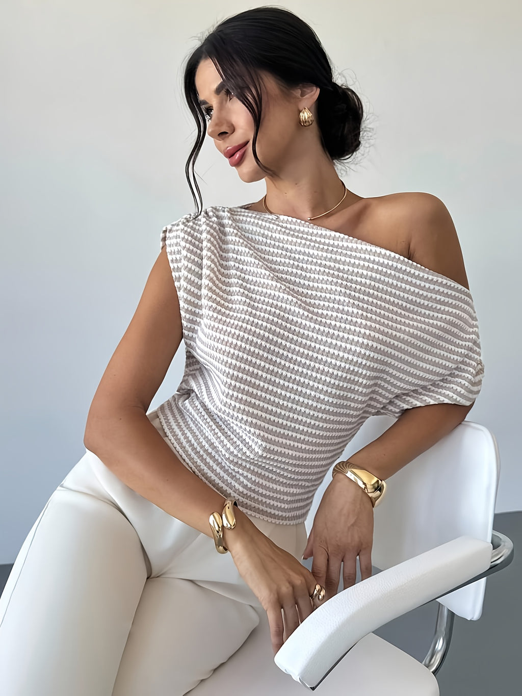 Striped Asymmetric T-Shirt by Maisonvirelle