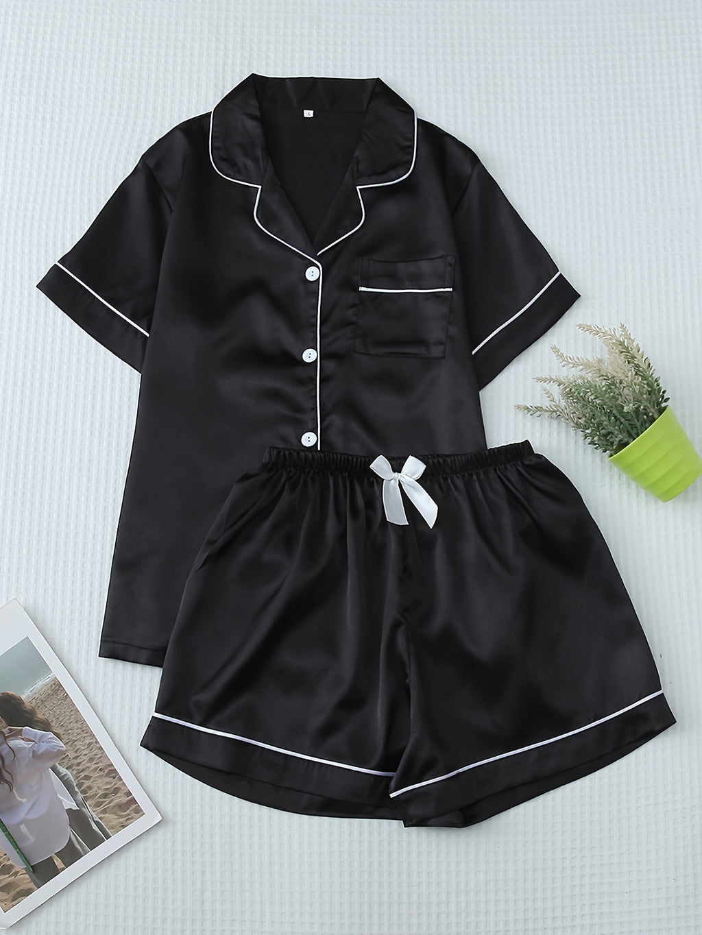 Satin Shirt & Shorts Set by Maisonvirelle