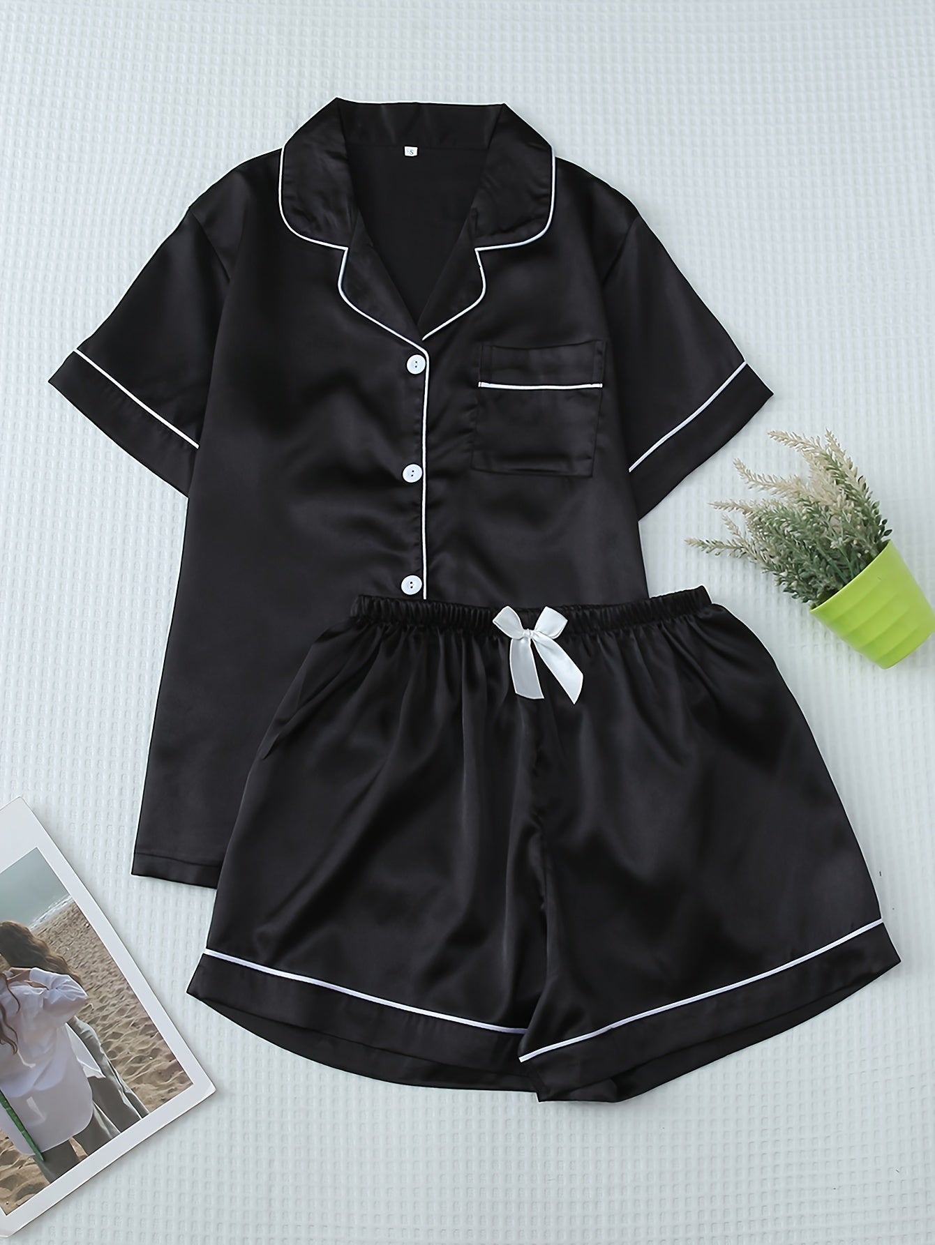 Satin Shirt & Shorts Set by Maisonvirelle