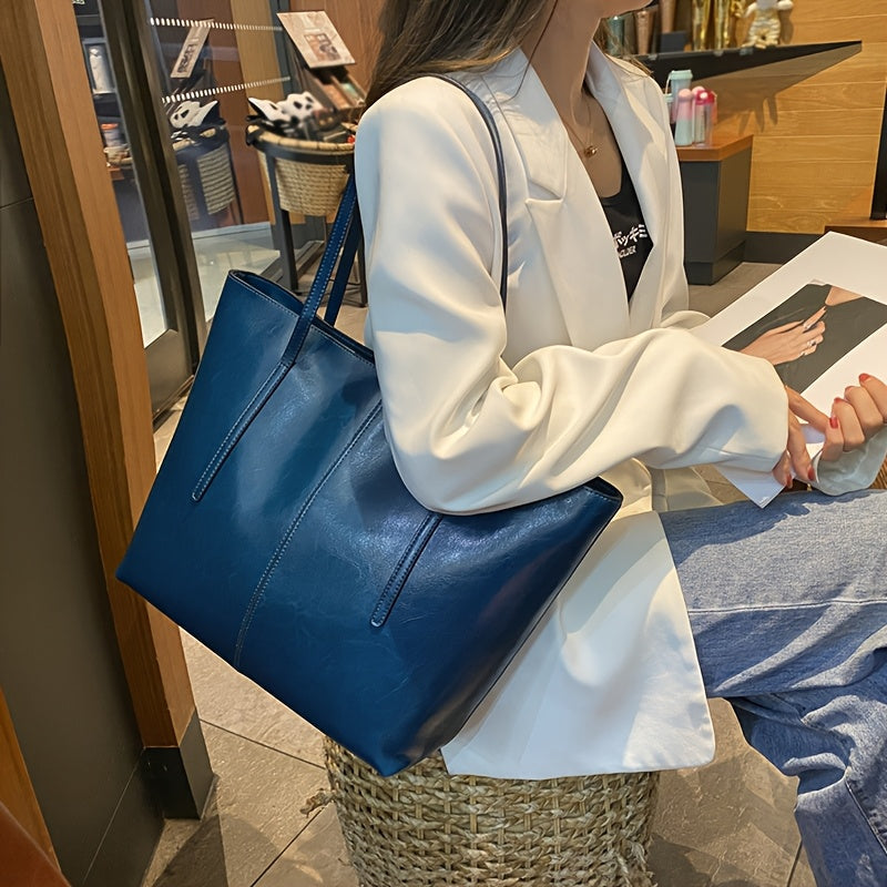 Leather Tote Bag for Women Large Compartment Shoulder Bag for Office Travel Everyday