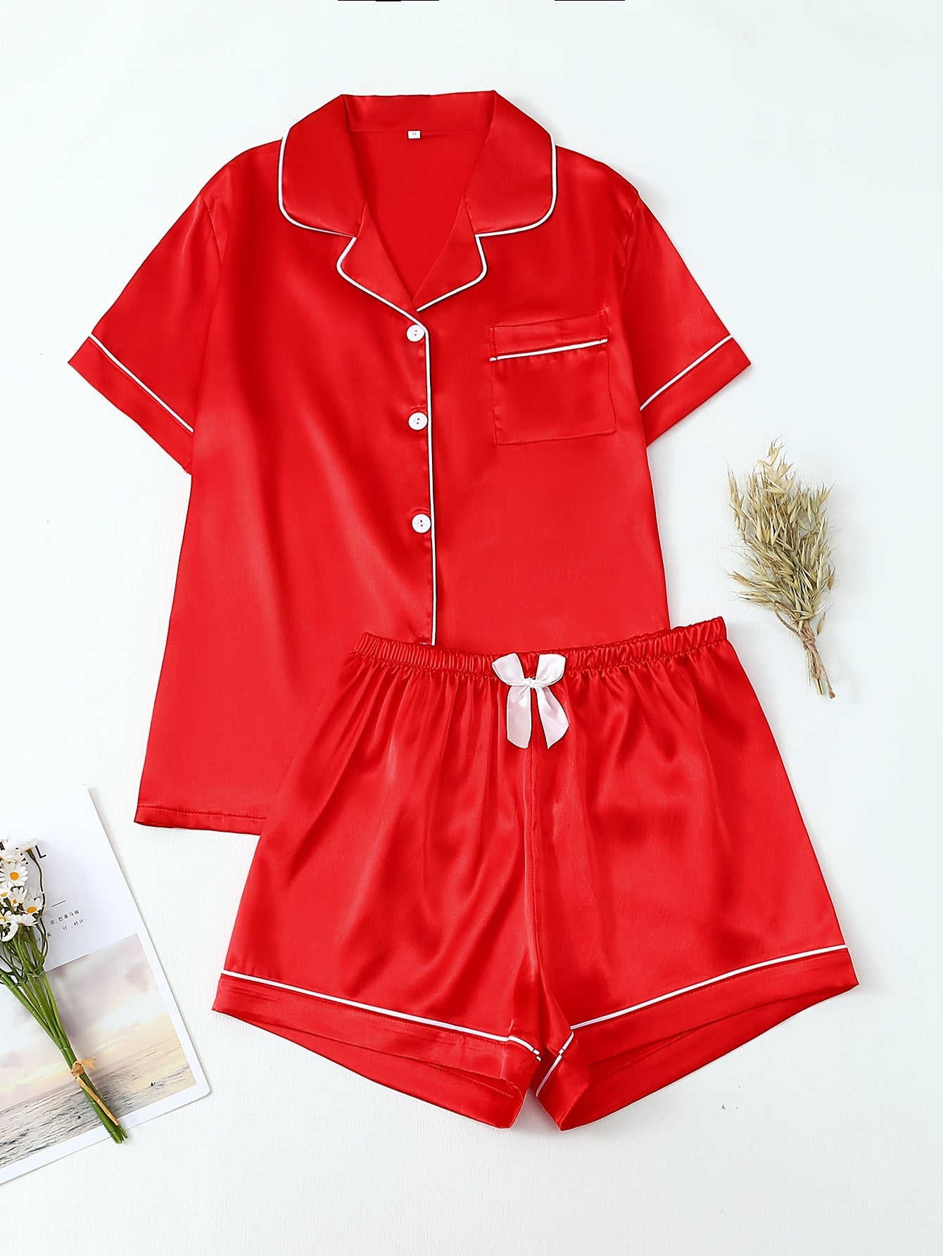 Satin Shirt & Shorts Set by Maisonvirelle