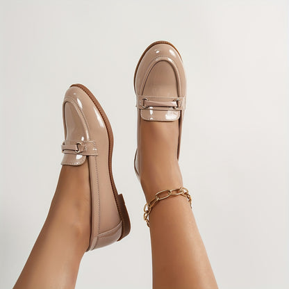 Loafers for Women Metal Buckle Low Heel Slip On Shoes for Office Work Everyday