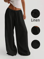 Elastic Waist Linen Trousers by Maisonvirelle