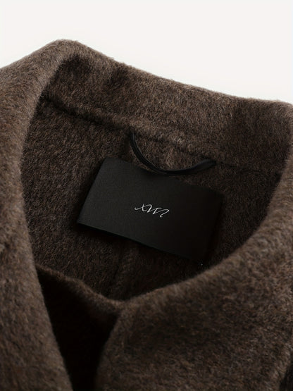Wool Coat for Women Double Faced Raglan Sleeve Mid Coat for Work Travel Autumn Winter