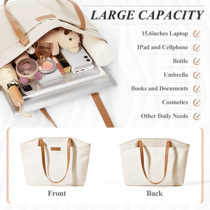 Tote Bag for Women Large 14 Inch Laptop Work Bag with Compartments for Office Travel