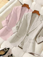 2026 New High-End Seven-Sleeve Suit Jacket Women'S Summer Thin Commuter Temperament Slim And Thin Casual Small Suit, Work Interview Commuter Versatile Two-Piece Set
