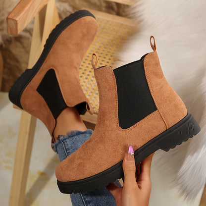 Chelsea Boots for Women Velvet Platform Ankle Boots for Autumn Winter Daywear