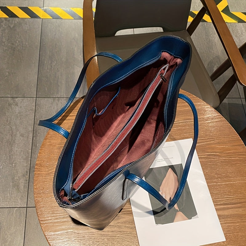 Leather Tote Bag for Women Large Compartment Shoulder Bag for Office Travel Everyday