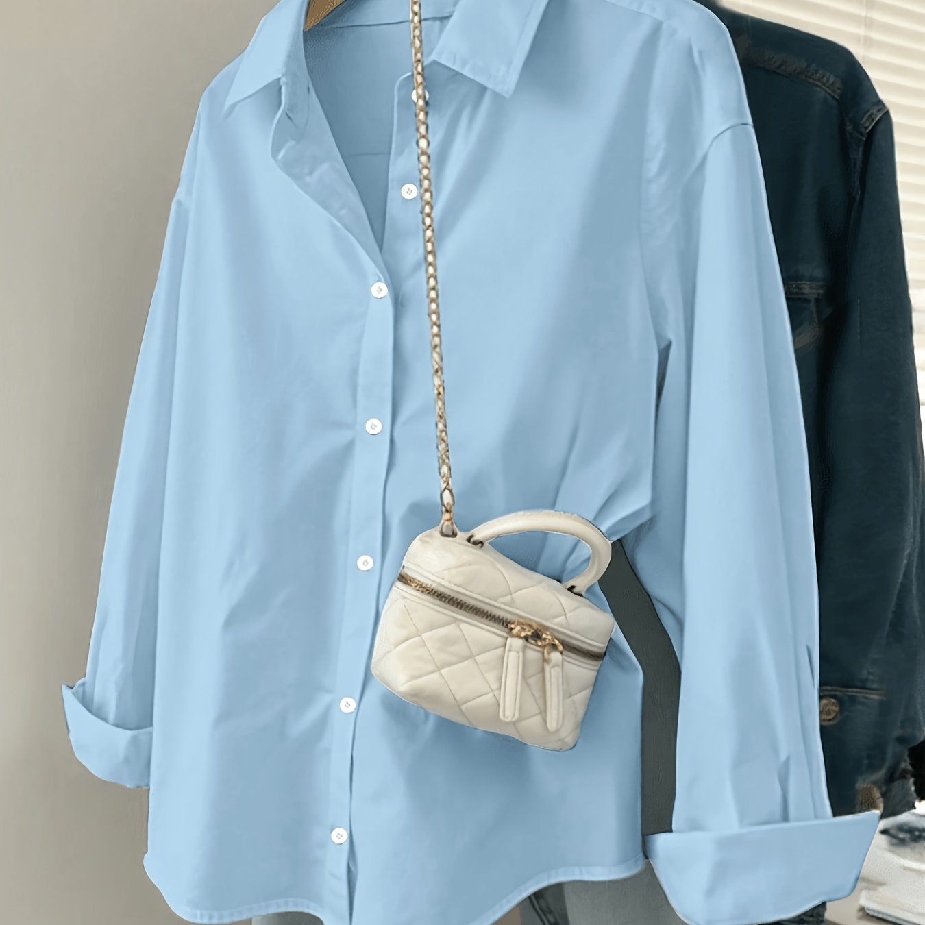 White Shirt for Women Long Sleeve French Style Button Shirt for Office Work Capsule Outfits