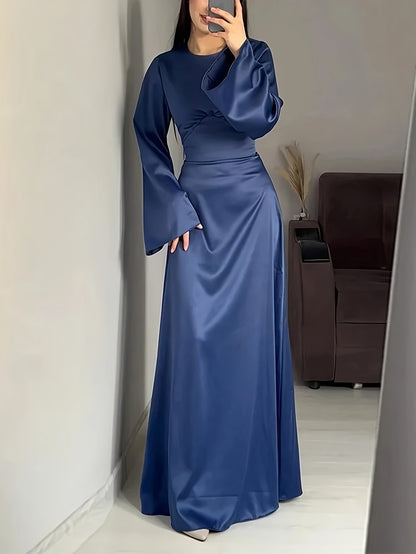 Women'S Elegant Temperament Long Back-Tie Long Sleeve Dress