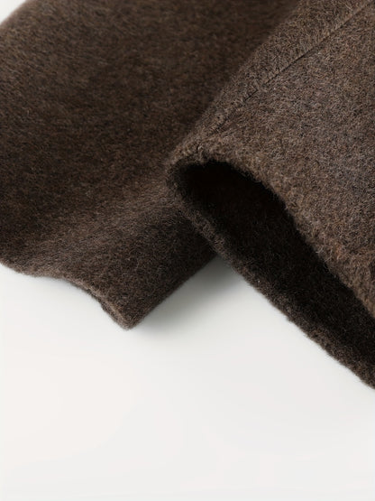 Wool Coat for Women Double Faced Raglan Sleeve Mid Coat for Work Travel Autumn Winter