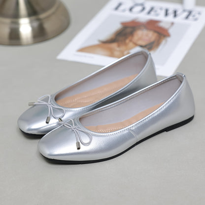 Ballet Flats for Women Square Toe Cushioned Slip On Shoes for Work Travel Everyday