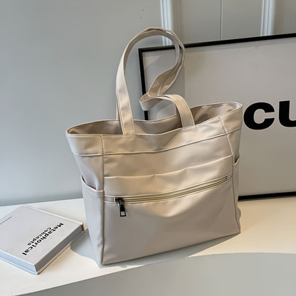 Nylon Tote Bag for Women Large Capacity Zip Shoulder Bag for Work Commute Shopping
