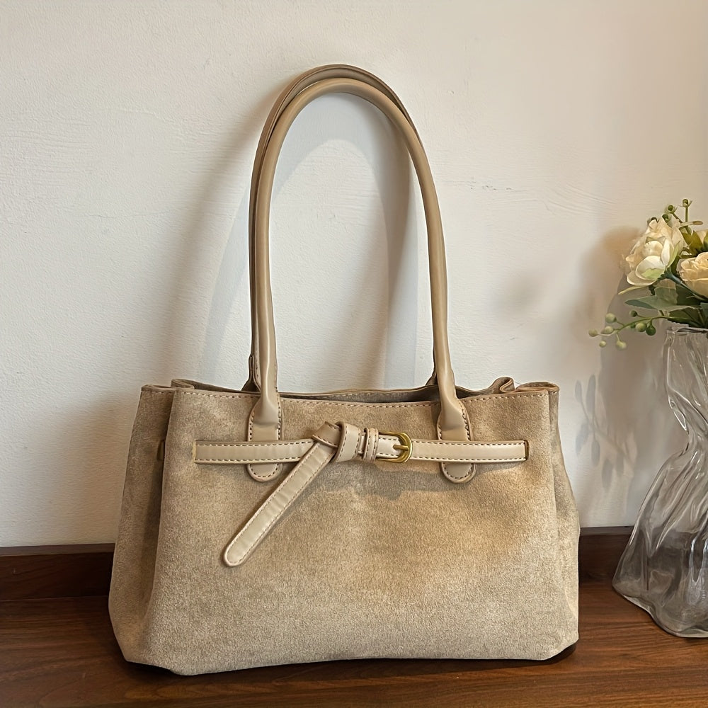 Shoulder Bag for Women Faux Suede Large Handbag for Work Daywear Autumn Winter