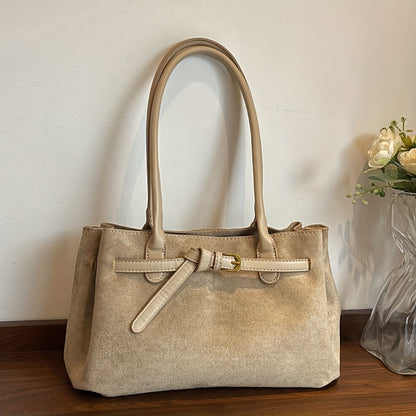 Shoulder Bag for Women Faux Suede Large Handbag for Work Daywear Autumn Winter