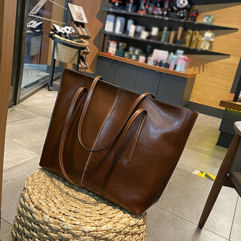 Leather Tote Bag for Women Large Compartment Shoulder Bag for Office Travel Everyday