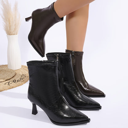 Ankle Boots for Women Pointed Toe Kitten Heel Side Zip Boots for Office Work