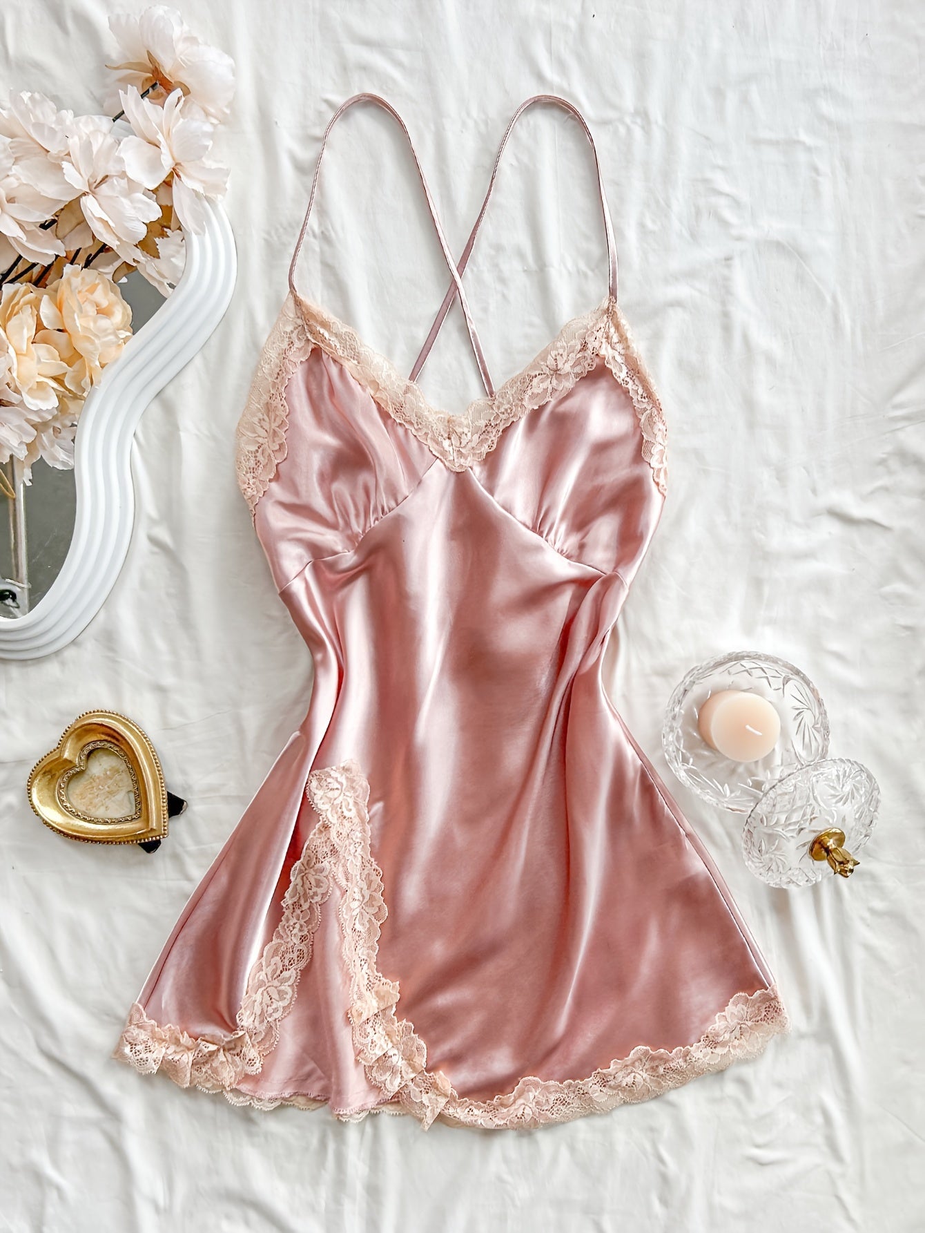 Lace Trim Night Dress by Maisonvirelle
