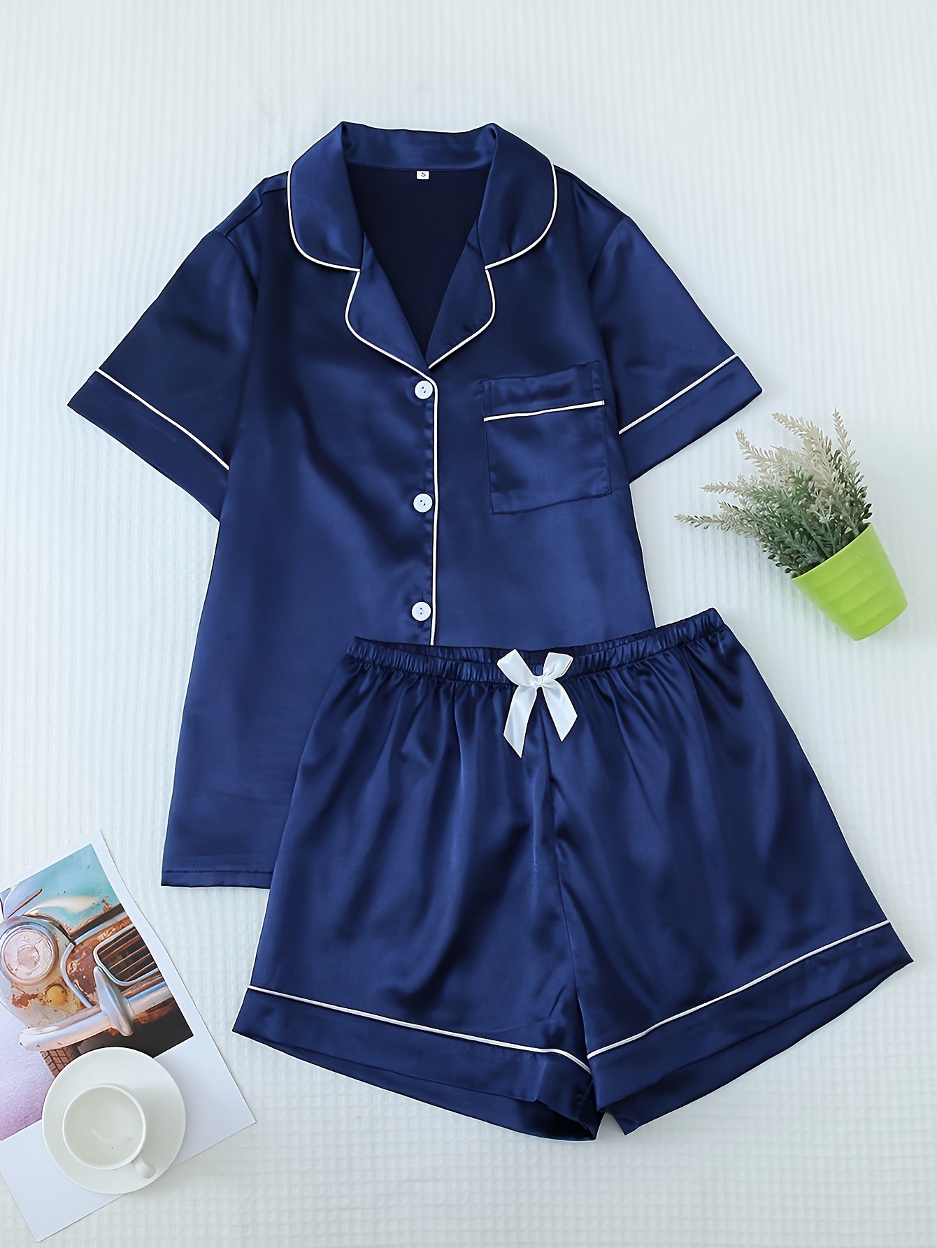 Satin Shirt & Shorts Set by Maisonvirelle