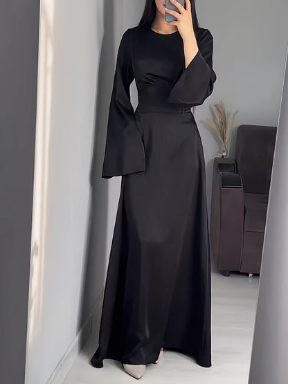 Women'S Elegant Temperament Long Back-Tie Long Sleeve Dress
