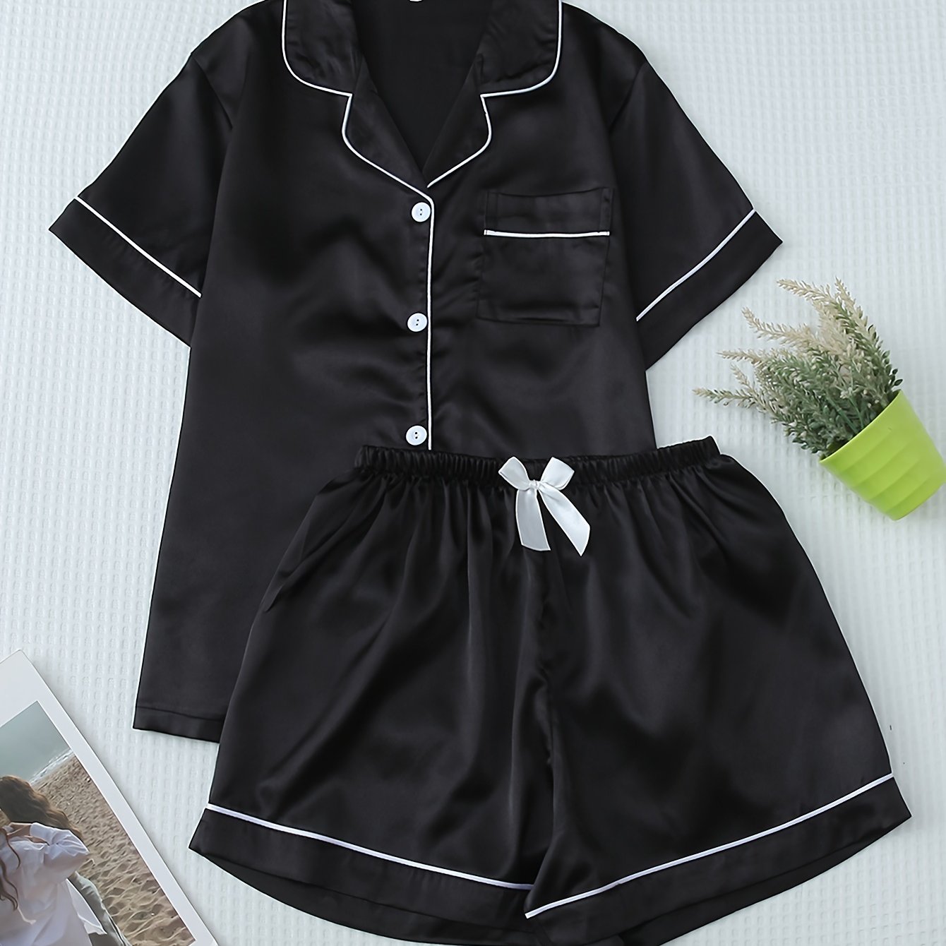 Satin Shirt & Shorts Set by Maisonvirelle