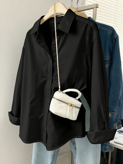 White Shirt for Women Long Sleeve French Style Button Shirt for Office Work Capsule Outfits