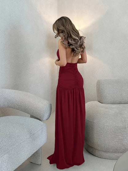 Party Dress for Women Deep V Backless High Split A Line Dress for Cocktail Evening Events