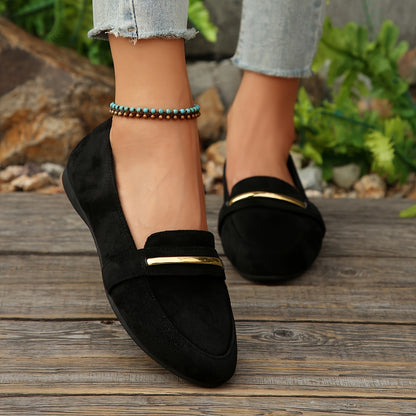 Black Ballet Flats for Women Pointed Toe Slip On Shoes for Office Everyday Outfits