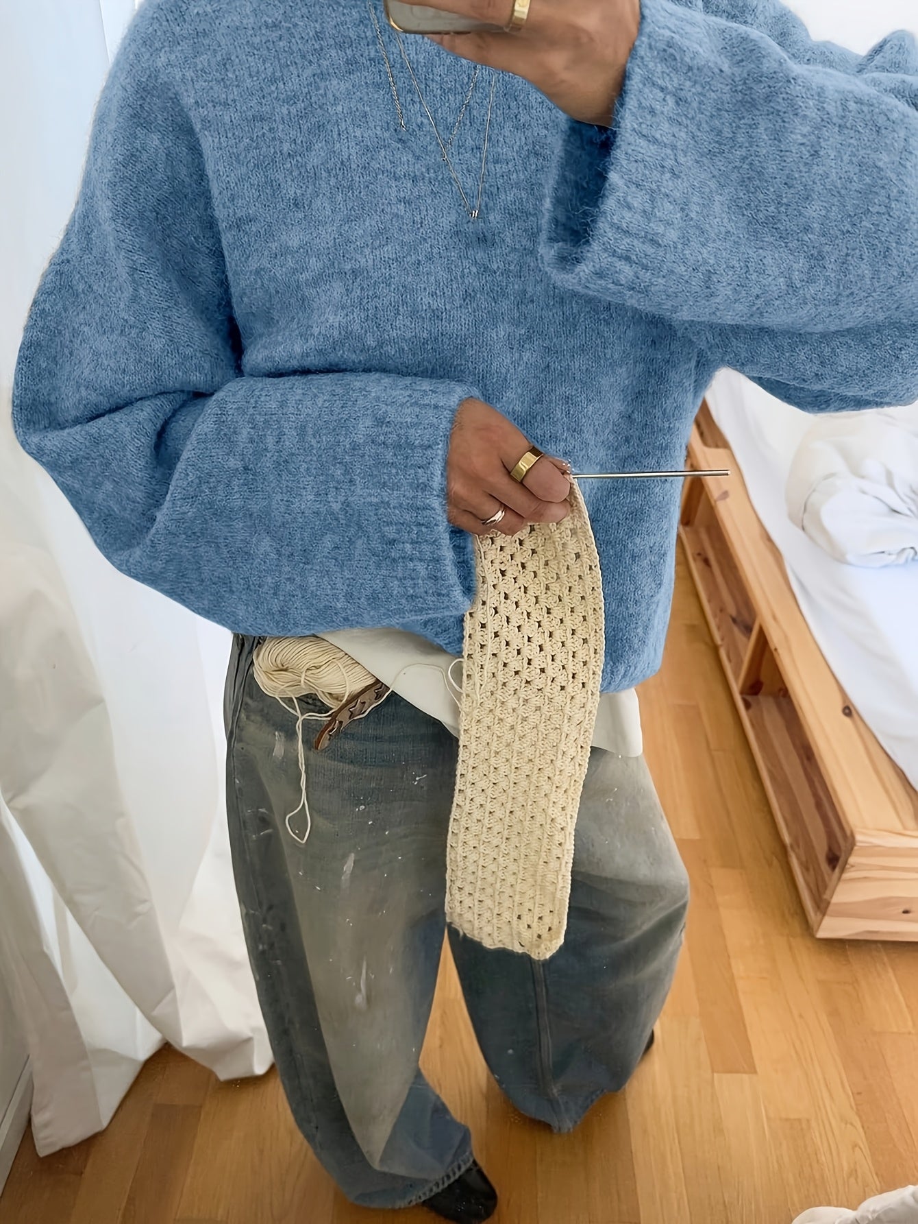 New Stylish And Elegant Casual Versatile Loose-Fit Round-Neck Long-Sleeve Women'S Sweater