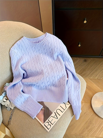 Women's Twist Round Neck Pullover Sweater, Autumn Winter Fashion Elegant and Slender Soft