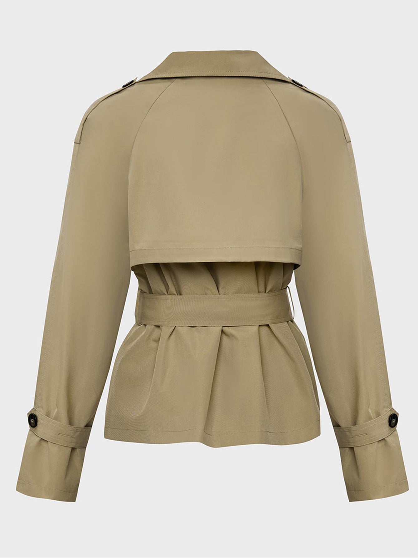 Trench Coat for Women Notch Lapel Double Breasted Belted Coat for Office Travel