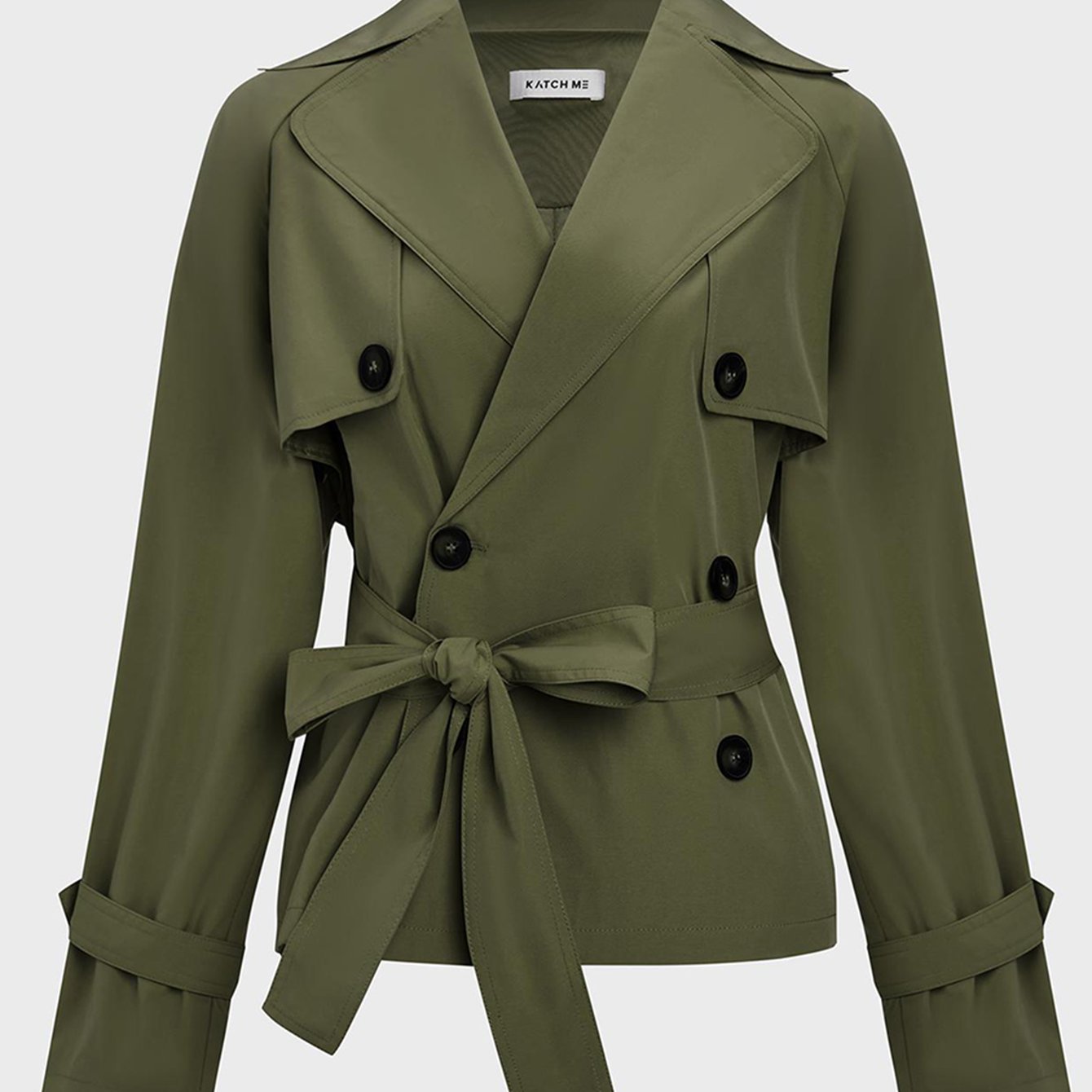 Trench Coat for Women Notch Lapel Double Breasted Belted Coat for Office Travel