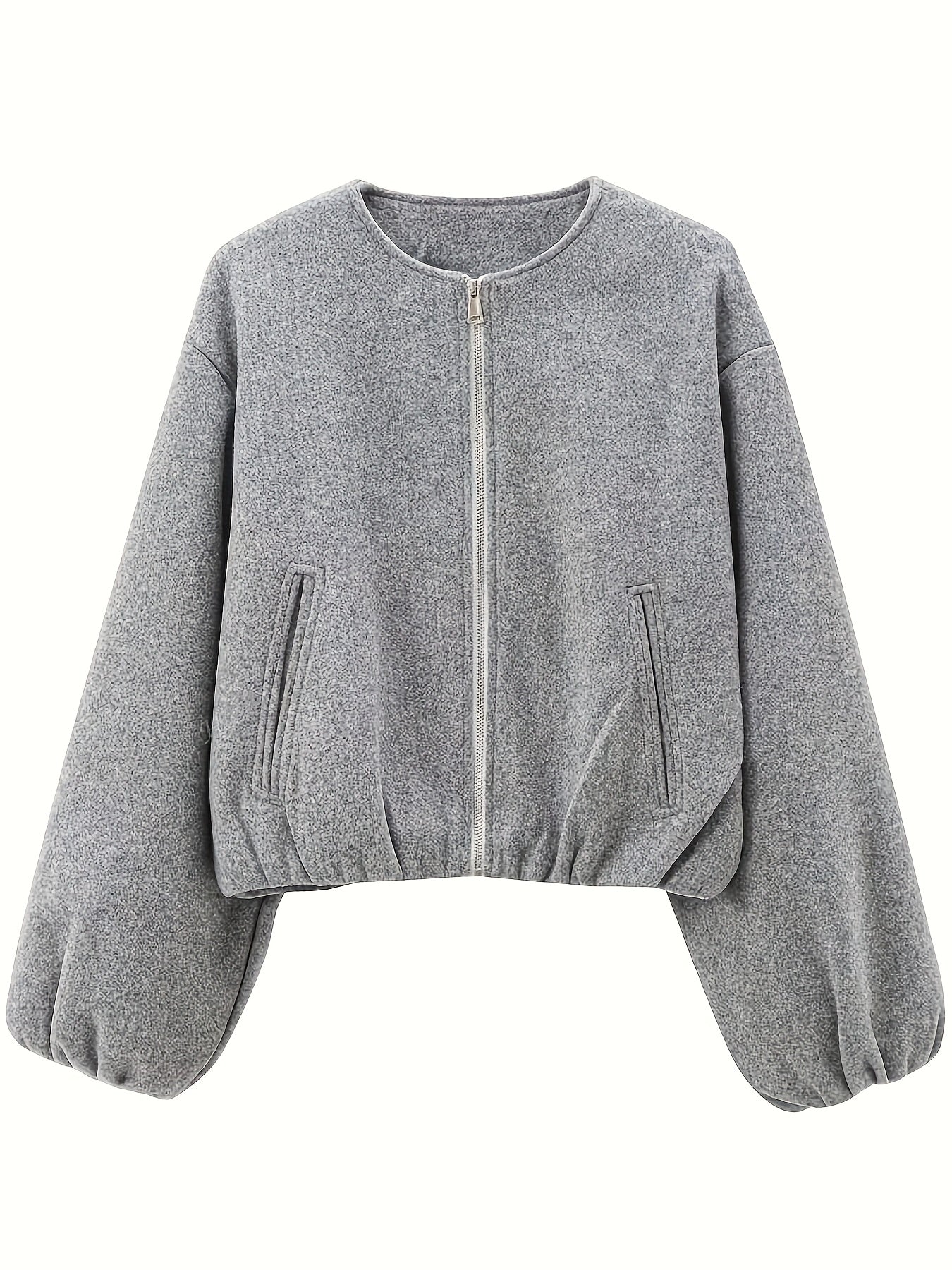 High-Quality Spring/Autumn New Arrival European/American Style Soft Pilot Collar Zipper Cropped Solid Color Jacket Top for Women
